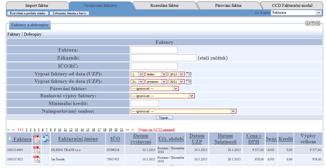 Panel fakturace